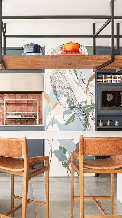 Área da cozinha com churrasqueira