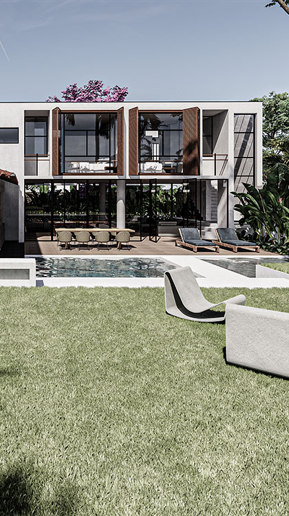 Visão frontal da mesa de jantar