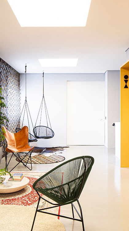 VIsão da recepção do escritório Pingo