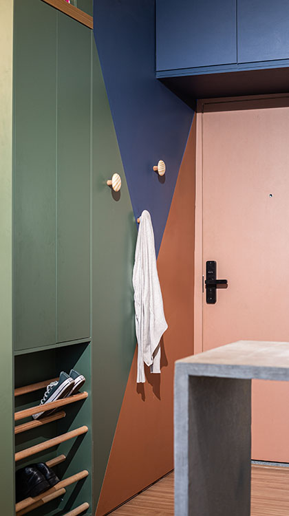 Vista da sala de estar para cozinha